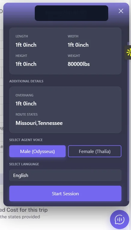 Sanitized multilingual estimator assistant screenshot